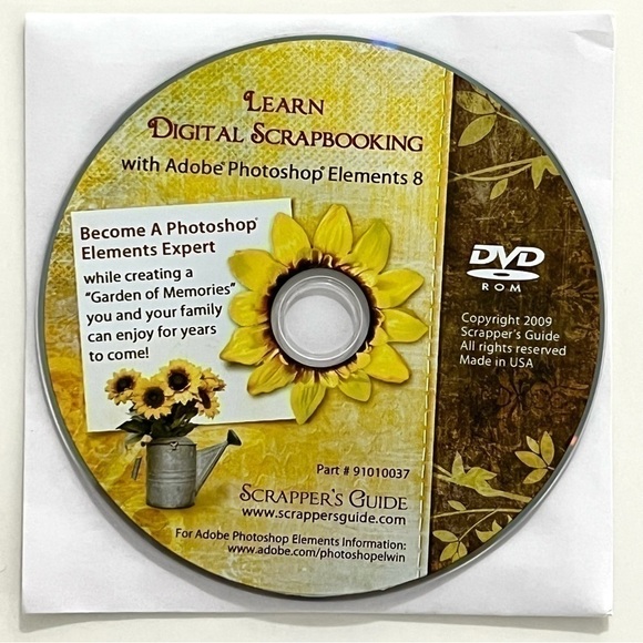 Adobe Photoshop Elements 8 w/ Serial Number & Learn Digital Scrapbooking DVD PC - Picture 7 of 8